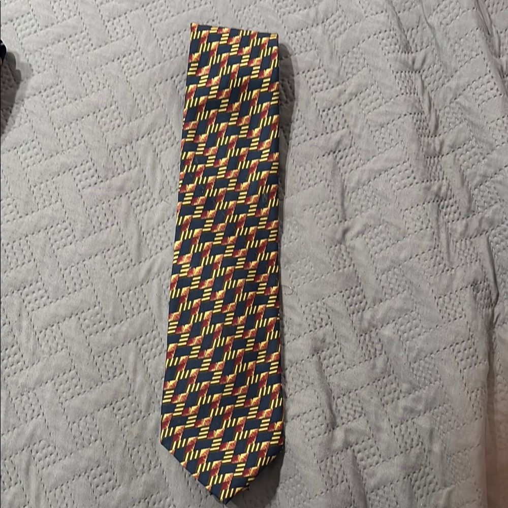 Barneys New York Yellow and Blue Zigzag Tie